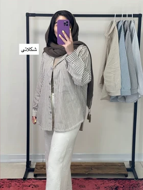 پیراهن دکمه دار یقه مردانه نخی