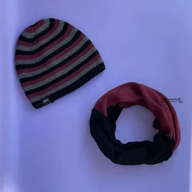 کلاه و شالگردن زمستانه طرح راه راه دورو ENDLESS