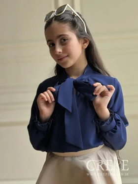 شومیز یقه کرواتی آستین چین‌دار