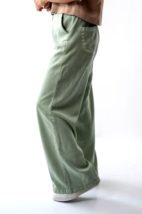 شلوار کتان نیم بگ پشت کش زنانه