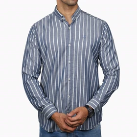 پیراهن آستین بلند راه راه مردانه مدل 6102050