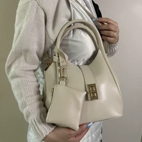 کیف زنانه دستی و دوشی با آویز کیف کوچک کد 2039