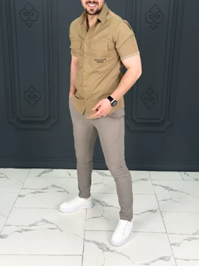 پیراهن 040902 JACK&JONES نسکافه ای