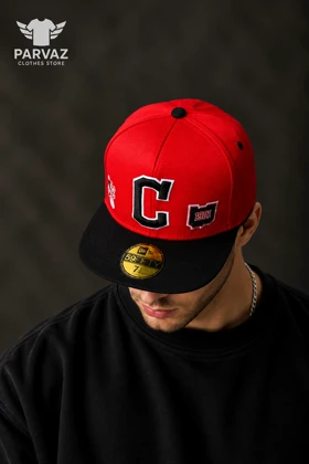 کلاه کپ بک فیت مستر کوالیتی وارداتی FIFTY 59 مدل Chicago Cubs _ قرمز نقاب مشکی