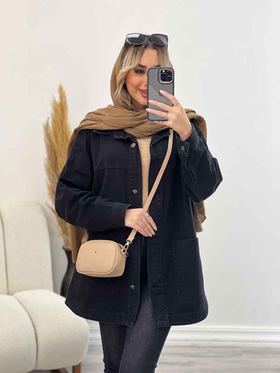 مانتو جین برش‌دار دو جیب