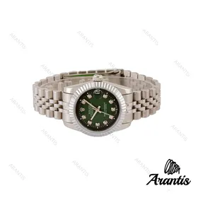 ساعت رولکس زنانه مدیوم استیل صفحه سبز مشکی w-3305