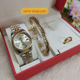 ست ساعت رولکس دستبند حلقه زنانه