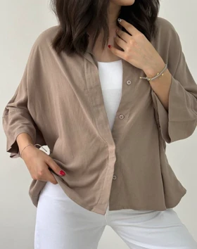 شومیز بیسیک دکمه مخفی
