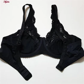 سوتین زنانه پانیذ مدل فنردار گیپور گل‌دار مشکی کد 66364-2new