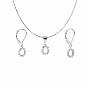 نیم ست نقره 925 اصل مدل اشکی نگین‌دار