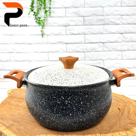 قابلمه 24 دسته چوبی گرانیتی مشکی سفید هاناتک