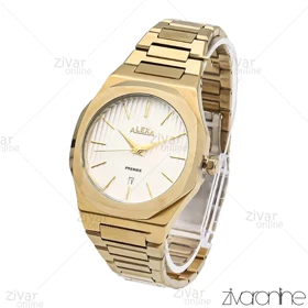 ساعت الکسا پریمیر A0083 مردانه طلایی صفحه سفید 105888