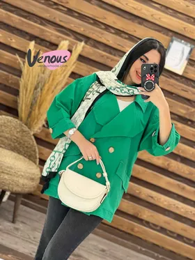 مانتو دکمه چوبی پشت بنددار
