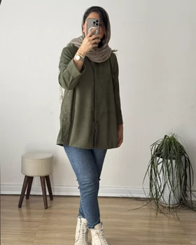 مانتو بغل دگمه مخمل کبریتی