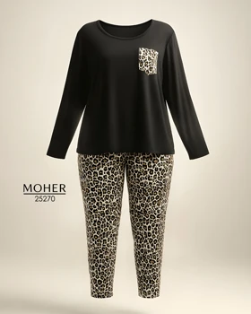 ست راحتی زنانه سایز بزرگ پلنگی