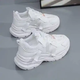 کتانی اسپرت لژدار طبی زنانه مافیایی تمام سفید Women’s Mafia Style White Sneakers