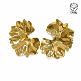گوشواره برگ طلایی استیل کد 44101145