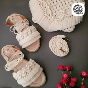 ست کیف و صندل زنانه مکرومه بافی مدل تامیما