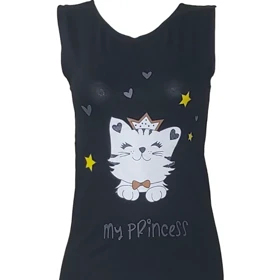 تاپ زنانه ویسکوز طرح گربه