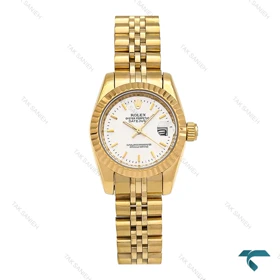 ساعت رولکس زنانه طلایی صفحه سفید خطی اسمال Rolex-6637-L