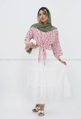 شومیزطرح دار جلو گره