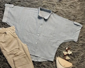 شومیز راه راه آستین ژاپنی زنانه کد 403024