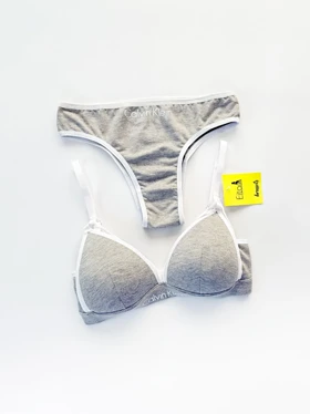 ست شورت و سوتین پوش آپ دار نخ پنبه هارنس دار نوشته کلوین کلاین Calvin klein فیتن Fitan