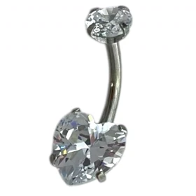 پیرسینگ ناف استیل طرح قلب نگین‌دار