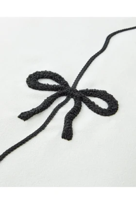 کوسن پرشده English Home مدل Ribbon پلی‌استر - مشکی
