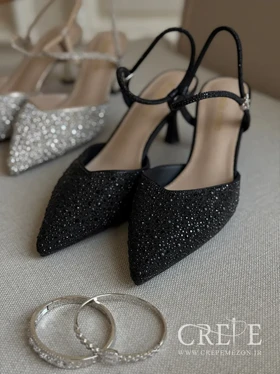 کفش بند تنظیم دار نگینی پاشنه 8 سانت