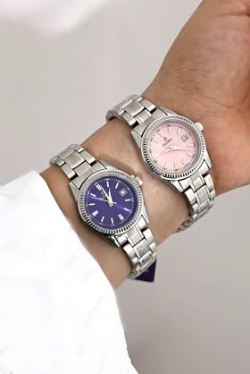 ساعت استیل صفحه گرد دخترانه فلورا 814