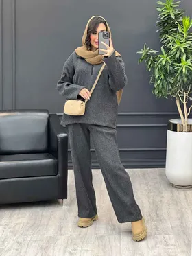 ست بافت یقه زیپ 3983
