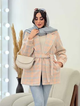 پالتو چهارخونه آستین پیله