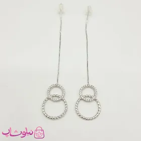 گوشواره بخیه ای ژوپینگ مدل دایره نقره ای