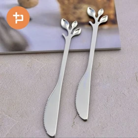 کارد صبحانه خوری 6 عددی سیلور طرح برگ