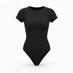 بادی نخی آستین کوتاه یقه گرد مشکی مه جامه