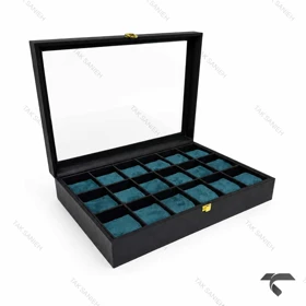 جعبه 18تایی ساعت مچی با بالشتک سبز Watches-Box-18-10667-U