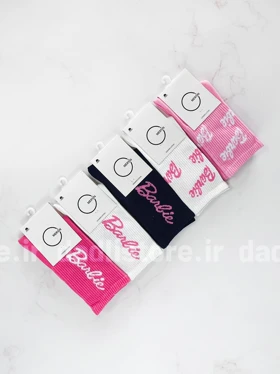 جوراب ساق‌دار نخ پنبه فانتزی طرح باربی Barbie