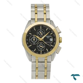 ساعت زنانه تیسوت کورنوگراف دورنگ طلایی صفحه مشکی Tissot-8272-L