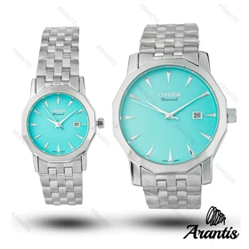 ساعت ست سیتیزن diamond نقره ای صفحه تیفانی s-10221