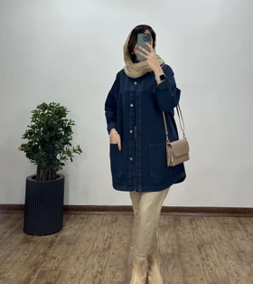 کت جین بلند رنگی کیمیا (با ارسال رایگان)