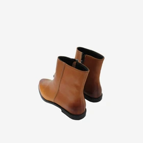 نیم بوت چرم زنانه عسلی مدل sh006 as