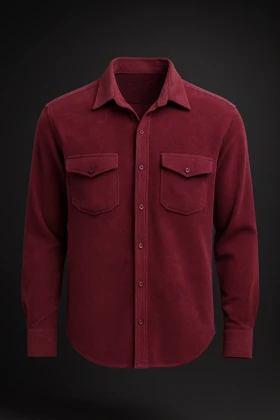 پیراهن کبریتی زرشکی دو جیب مردانه نخ پنبه اعلا