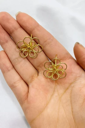 گوشواره میخی گل مفتولی