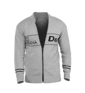 ژاکت بافت مردانه زیپ‌دار یقه ایستاده طوسی D & G