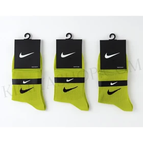 جوراب نیم‌ساق زنانه نایکی نخ پنبه‌ای سبز پک 3 عددی | کیفیت اعلا و کشسانی بالا