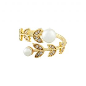 انگشتر دخترانه مدل برگ مرواریدی