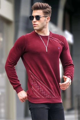 ژاکت بافتنی Claret Red Basic Crew 5965