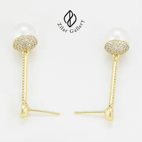 گوشواره آویز بلند میخی نگینی