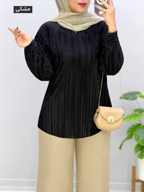 تونیک ساتن پلیسه هاینا کد 10102414 (مشکی)